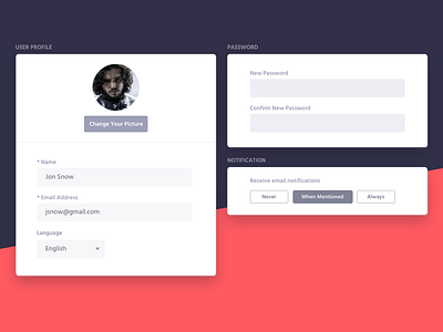 Update Your Profile application clean minimalistic new profile red startup ui ux visual design web
