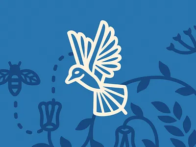 Bee-eater bird floral illustration