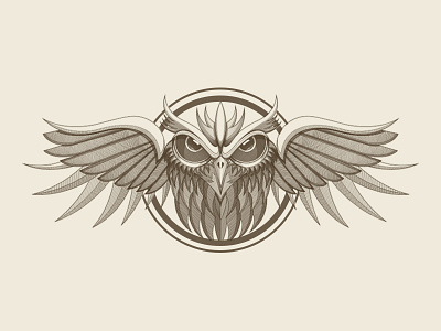 Owl badge，icon，owl，illustration，bird