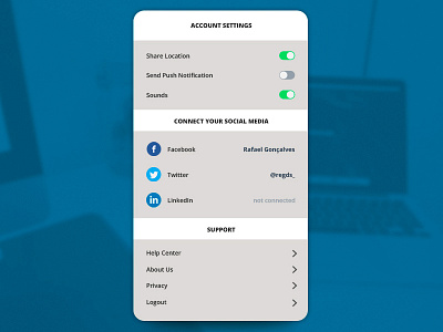 Daily UI #007 - Settings 007 daily ui one week settings