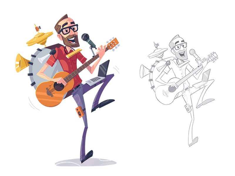 Witness Team caricature cartoon cartoonish character characterdesign fun hobby music process team