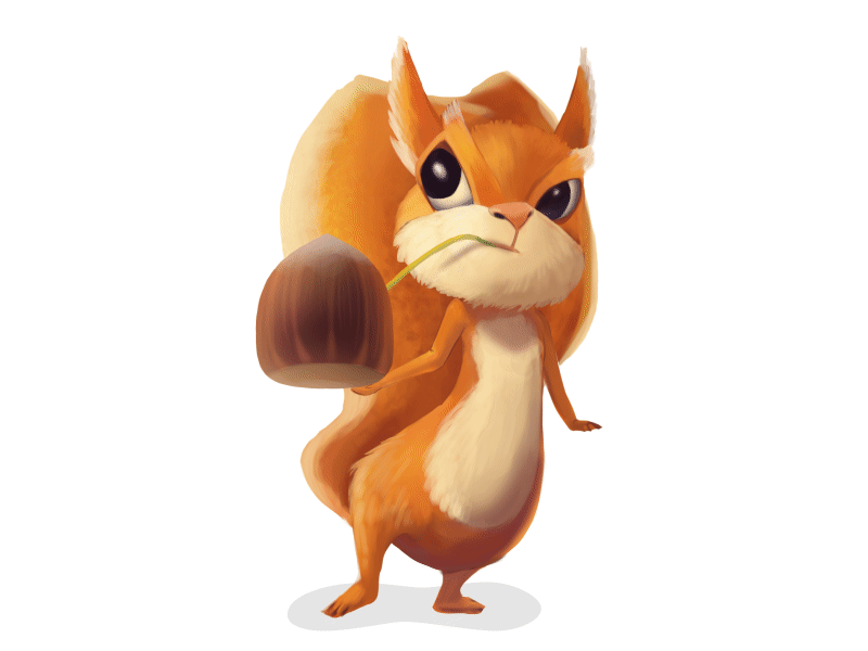 Dangerous squirrel [gif] animation character fluffy nut squirrel toss untime studio