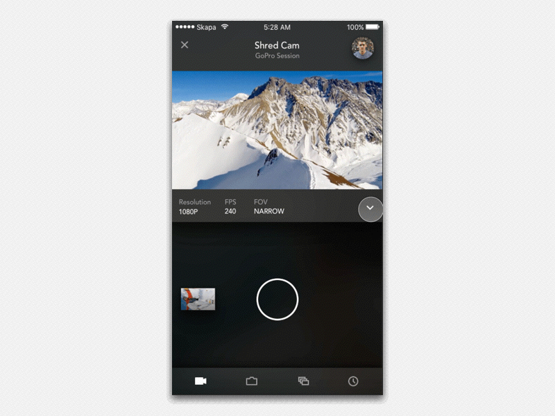 GoPro Presets animation app camera gopro navigation photo prototype ui ux video