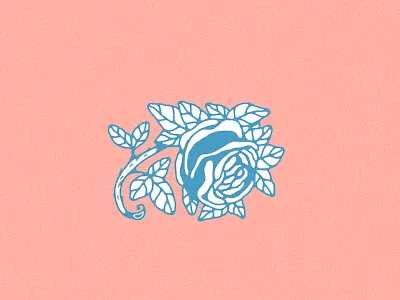 Single Rose blue design illustration pink rose roses tattoo traditional tattoo