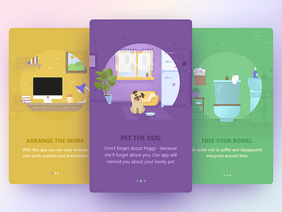 Onboarding app app application handy illustration interface material onboarding reminder screen trendy ui
