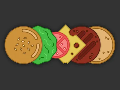 Anatomy of a Burger burger flat food illustration vector
