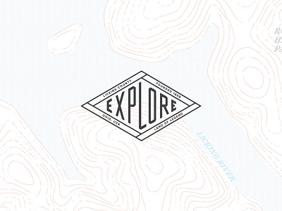 Topographic badge explore lettering map topographic type