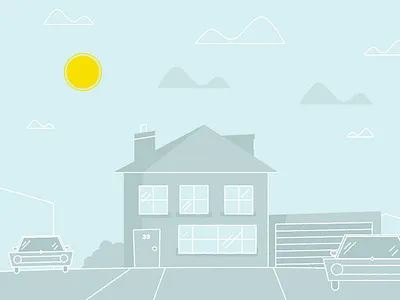 House blue home house illustration retro