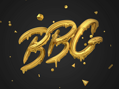 BBG Gold Melt 3d black c4d cinema 4d drippy gold type typography