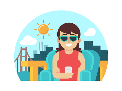 Illustration | "Sunshine & SF" client color design doodle drawing freelance fun illustration illustrator mobile red technology