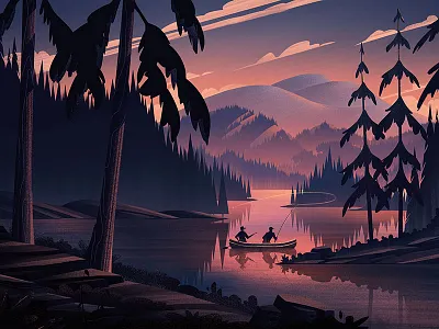 Field & Stream field and stream fishing illustration nature ocs orlin culture shop outdoors retro sunset vintage