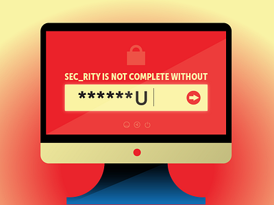 Sec_rity Dribbleboard computer gradient graphic illustration lock password poster propaganda red screen security shadow