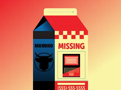 MISSING LAPTOP computer gradient graphic illustration laptop milk propaganda red warning