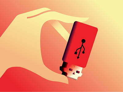 USB PROPAGANDA computer gradient graphic hand illustration phishing propaganda red usb warning