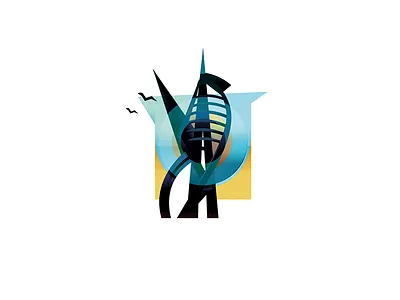 SPINNAKER TOWER abstract architecture gradient illustration minimal portsmouth spinnaker tower vector