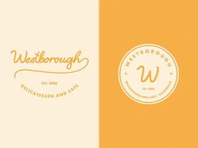 Westborough Delicatessen and Cafe calligraphy logo script vector visual identity