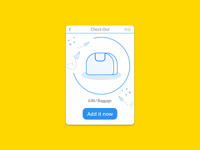 #024 - Check Out Baggage blue card check out flight line icon london shopping uicard uidesign