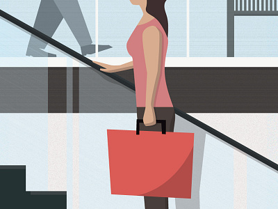 Escalate architecture art design escalator flat illustration job texture vector woman work