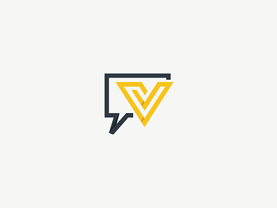 Corporate Identity of Digital Media Marketing Agency brand branding chat identity mark media v yellow