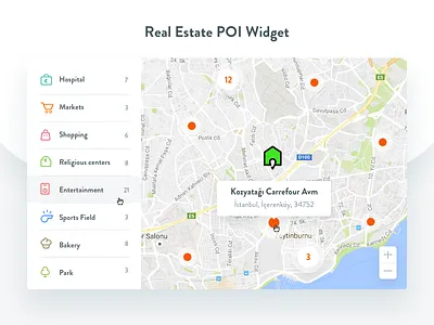 Poi Widget For Real Estate google map map ui design poi point map ui widget