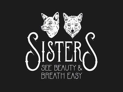 Sisters logo. fox goshawaf illustration lettering typography