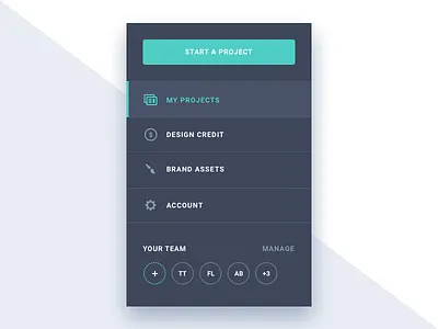 App sidebar menu app clean design grey managment menu projects sidebar ui ux