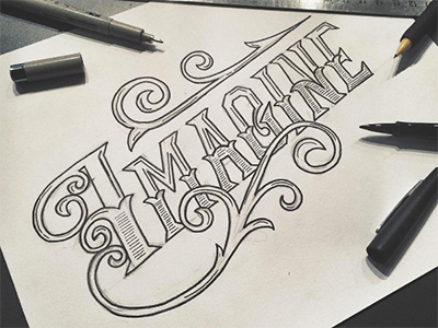 Imagine beatles display handlettering imagine lettering serif sketch typography