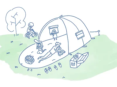 Picnic - Day #062 cartoon drawing family illustration portrait