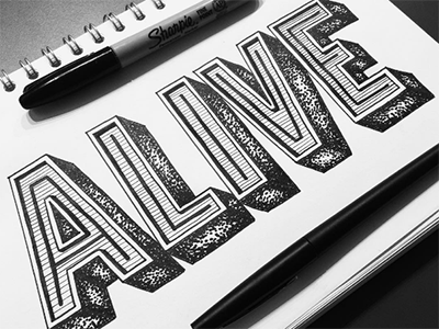 Alive alive handlettering lettering sketch stipple typography