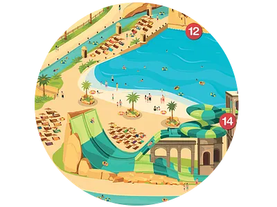 Aqualand - detail design flat illustration summer vector waterpark