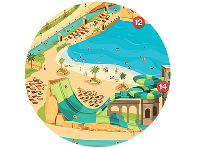 Aqualand - detail design flat illustration summer vector waterpark