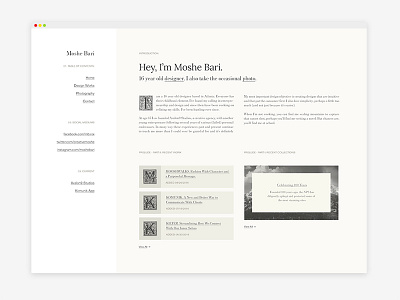 Personal Site personal site portfolio traditional ui web design