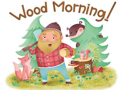 Wood Morning bear forest fox gnoppoletta lumberjack squirrel wood woodland zazzles shop