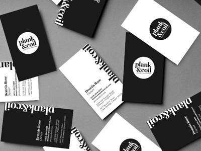 Plank&Coil Business Card Design black and white business card design