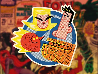 Fantastic Four Sticker (again) andrew kolb fantastic four illustration kolbisneat marvel slaptastick sticker