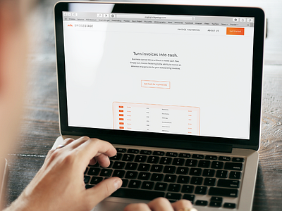 BridgeStage Web Staging finance invoice macbook minimalist negative space orange ux web design website