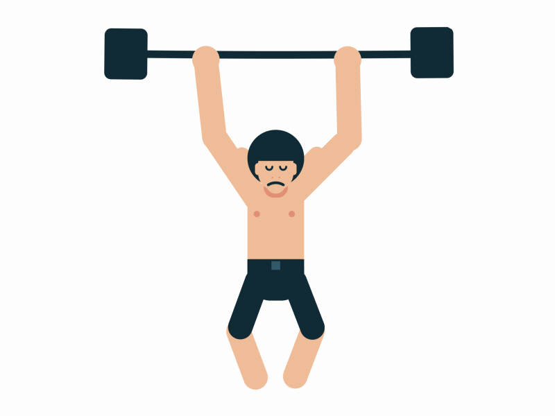 Work out 2d animation boy character flat funny guy gym man work out