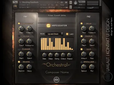 Orchestral Virtual Intrument Audio GUI audio clean graphical user interface design gui gui design kontakt kontakt library simple ui vst