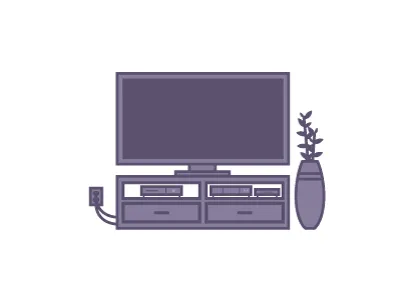 TV monochromatic monotone outline plant simple stand television tv vector