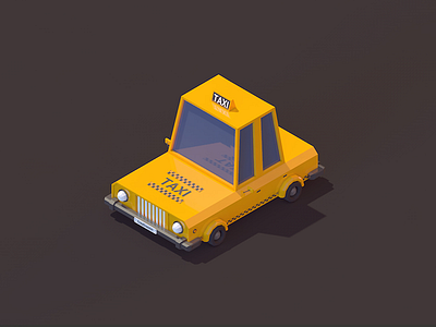 Low Poly Taxi Car cab car cars cartoon low low poly poly polygonal. vehicles taxi