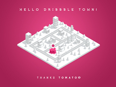 Hello dribbble! first shot hello dribbble isometric town