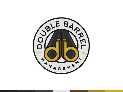 Double Barrel Mgmt Logo graphic design logo gun illustration shotgun texture type typography