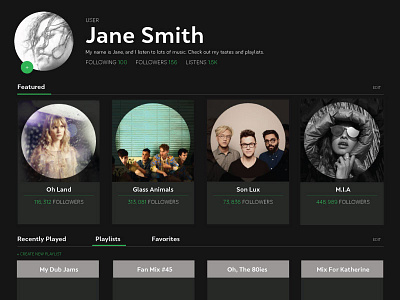 Spotify Profiles + interface minimal spotify ui