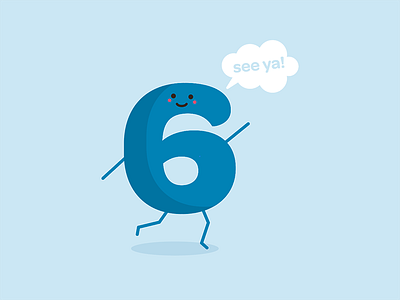 Six cartoon character happy number running six