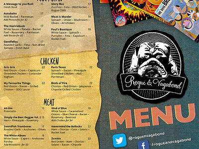 Rogue & Vagabond menu redesign collage graphic design menu menu design