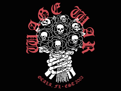 Wage War - Smell The Roses apparel apparel design band band tee clothing design merch merch design roses shirt shirt design skeleton tshirt
