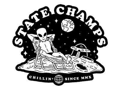 State Champs - Chillin' alien apparel apparel design band band tee black and white clothing design merch merch design shirt shirt design tshirt
