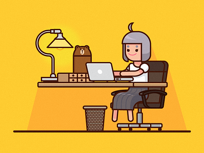 Work Overtime on Sunday ai desk linefriends workplace