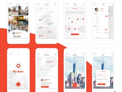 The Hunter Mobile App. #1 design grey minimalist mobile red ui ux white