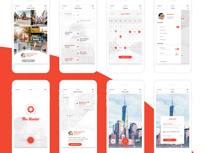 The Hunter Mobile App. #1 design grey minimalist mobile red ui ux white